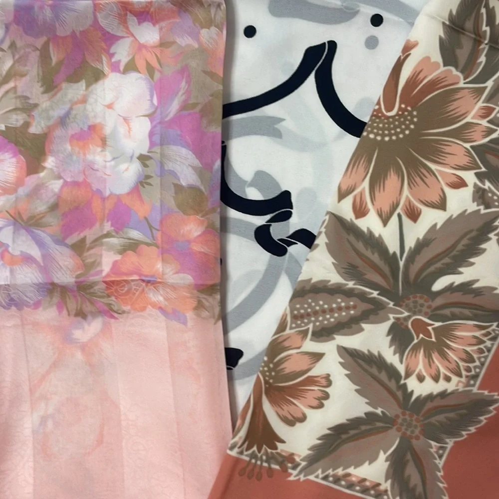 Vintage Italian Made in Italy Flower Silk Luxury Fashion Scarf Lot Bundle Set